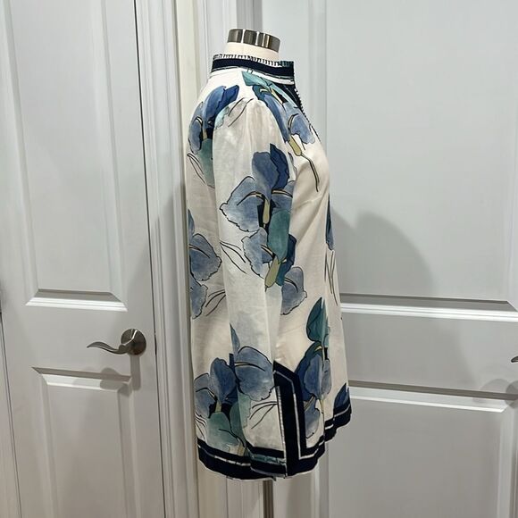 New! Tory Burch Iris Floral Prints Kaftan Tunic Top Size 8 100% Cotton NWT - Picture 5 of 16